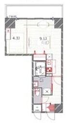 BSRESIDENCESAKAE ワンルームの間取図画像