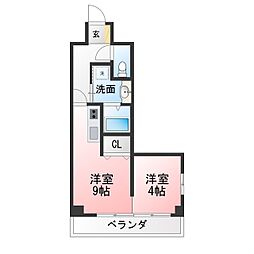 BSRESIDENCESAKAE ワンルームの間取図画像