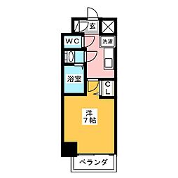 クラシタイヤー新栄 1Kの間取図画像