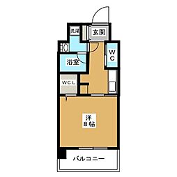 メルカーサ泉 1Kの間取図画像