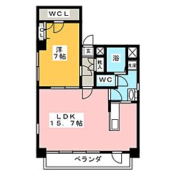 セントラルハイツ栄 1LDKの間取図画像