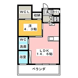 栄タワーヒルズ 1LDKの間取図画像
