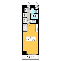 クレール高岳 ワンルームの間取図画像