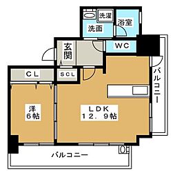 メルカーサ泉 1LDKの間取図画像