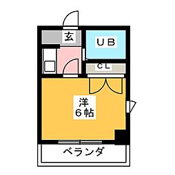 プリンセス泉 1Kの間取図画像