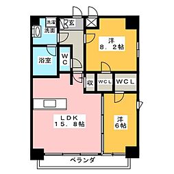 プラチナム 2LDKの間取図画像