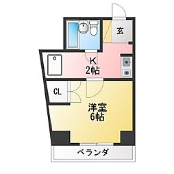 Progress泉 1Kの間取図画像