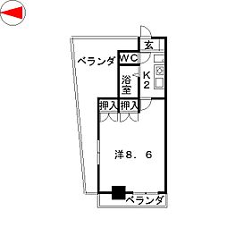 Progress泉 1Kの間取図画像