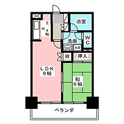 錦ハーモニー 1LDKの間取図画像