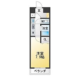 プレサンス栄メディパーク 1Kの間取図画像