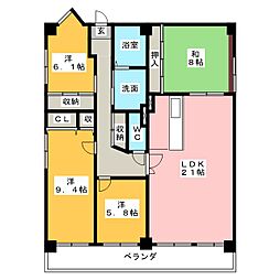 グランドハイツK.I 4LDKの間取図画像