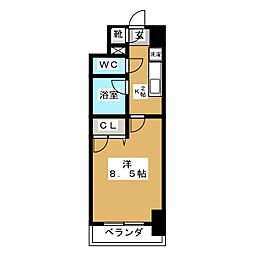 現代ハウス新栄 1Kの間取図画像