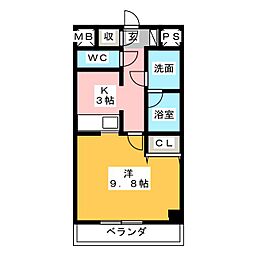 ＰＡＬＡＺＺＯ大当郎 3階1Kの間取り