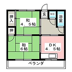 コーポふかみ 2DKの間取図画像
