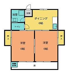 コーポ北出 2DKの間取図画像