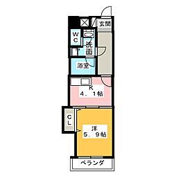 メゾン　グレイス 2階1Kの間取り