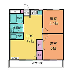 レジデンスオレンジ 2LDKの間取図画像