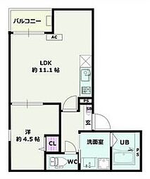 Jack aichiI 2階1LDKの間取り