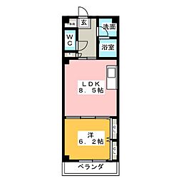 センチュリーパーク野田 2階1LDKの間取り