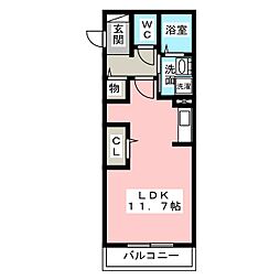 Ｄ-ｒｏｏｍ松葉 3階ワンルームの間取り