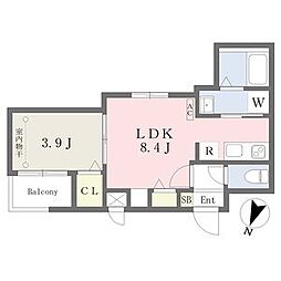 Ｃｈｅｒｉｍ黄金 2階1LDKの間取り