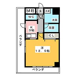 ＰＡＬＡＺＺＯ大当郎 4階1Kの間取り