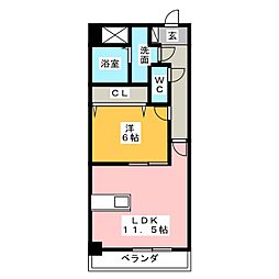 コートシャイン 8階1LDKの間取り