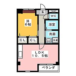サンテラス 1LDKの間取図画像