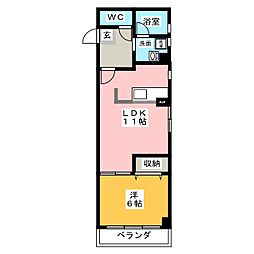 ウイスタリア荒子 1LDKの間取図画像