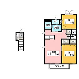 ディアベルジュE棟 2LDKの間取図画像