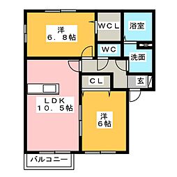 サンセールメゾン 2LDKの間取図画像