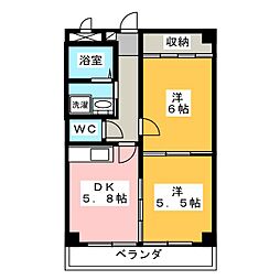 メゾン映人1 2DKの間取図画像