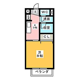 エクセル志のぶ 1Kの間取図画像