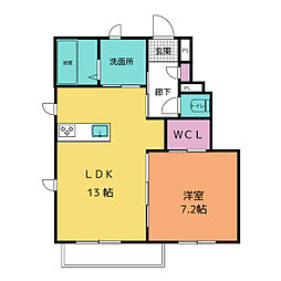 R136A 1LDKの間取図画像