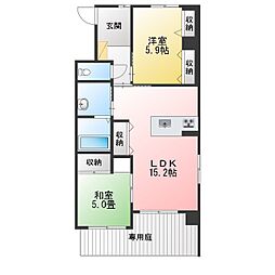 ドルチェ上川田 2LDKの間取図画像