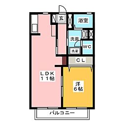 エスト高畑 1LDKの間取図画像