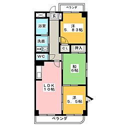 パークサイド・グロリア 3LDKの間取図画像