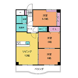 コンフォート中島 3LDKの間取図画像