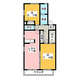 旭洋館 2LDKの間取図画像