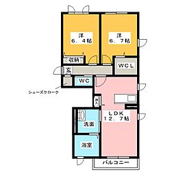 ドミトリー・アラコ 2LDKの間取図画像