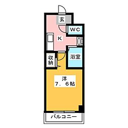 パークサイド錦 1Kの間取図画像