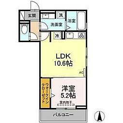シャルマン高畑 1LDKの間取図画像