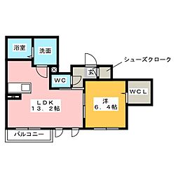 ドミトリー・アラコ 1LDKの間取図画像