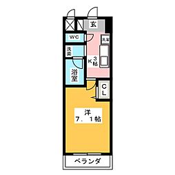 高畑レジデンス 1Kの間取図画像