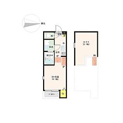 ハーモニーテラス高畑II 1Kの間取図画像