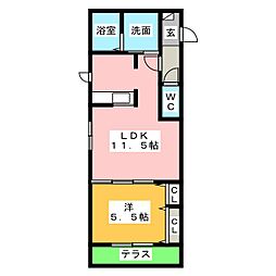 ヴェール高畑公園 1LDKの間取図画像