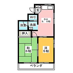 第2ハイツアカネ 2DKの間取図画像