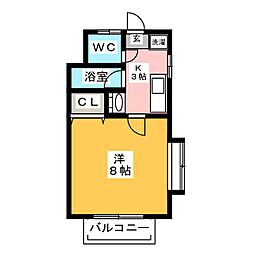 アーバン長良 1Kの間取図画像