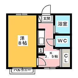 レトア橋本 1Kの間取図画像