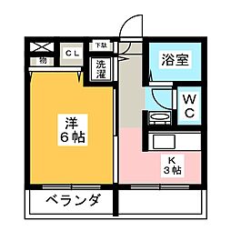 カーサ・ノア高峯町 4階1Kの間取り